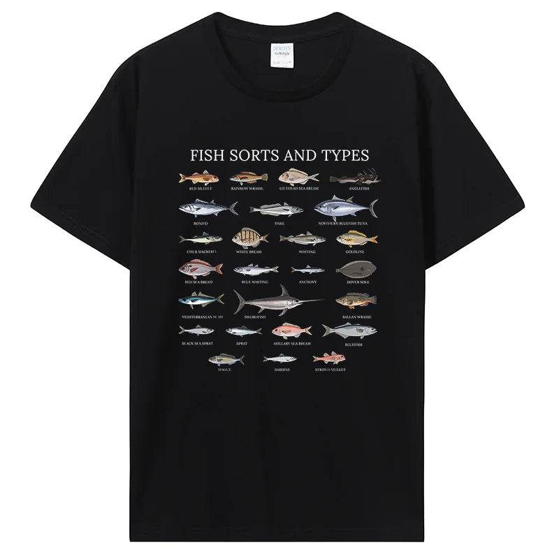 Short Sleeved  Funny T-Shirt -  Fish Sorts & Types