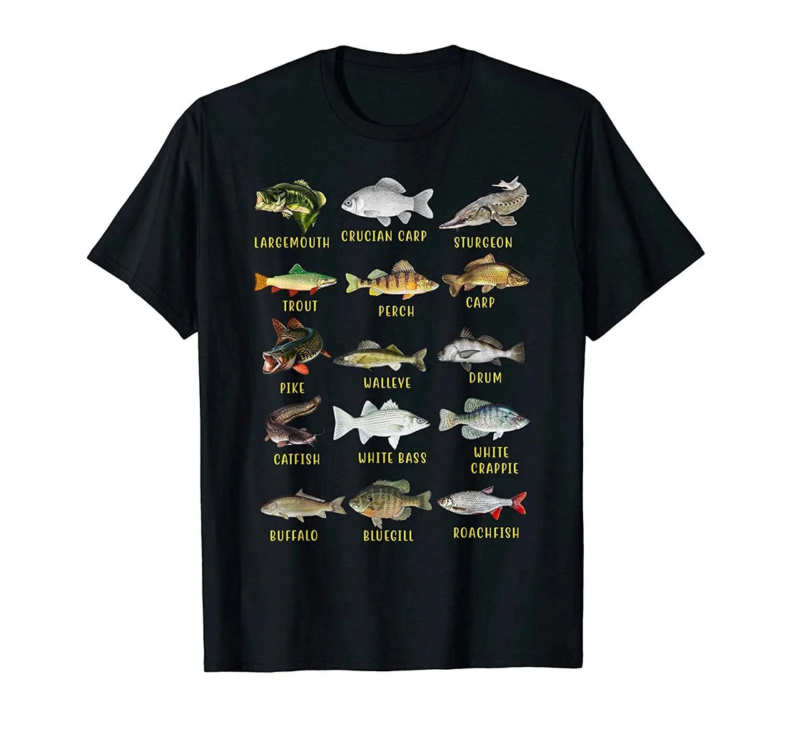 Short Sleeved  Funny T-Shirt - Types of Freshwater Fish